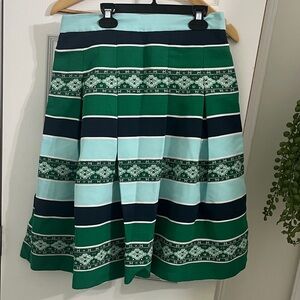 Eva Mendes for New York & Company Striped Green and Blue A-Line Skirt